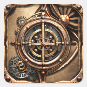 Steampunk Gears Metal Art Quadratischer Aufkleber