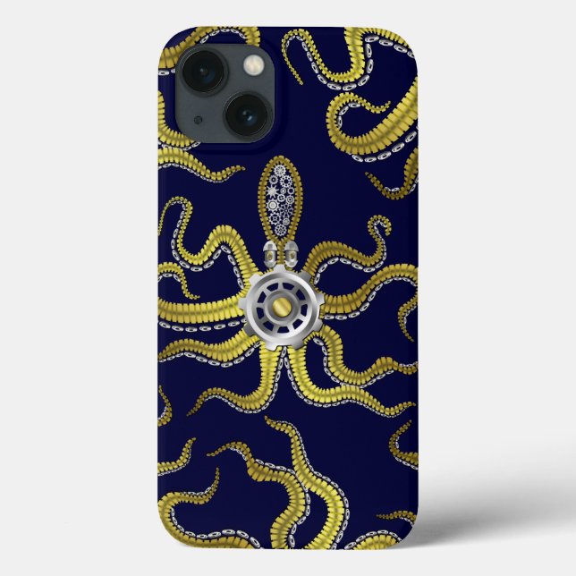Steampunk Gears Octopus Kraken Case-Mate iPhone Hülle (Rückseite)