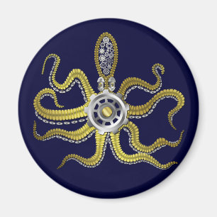 Steampunk Gears Octopus Kraken Magnet