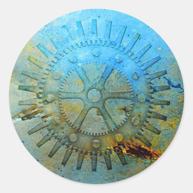 Steampunk Gears Runder Aufkleber (Vorderseite)