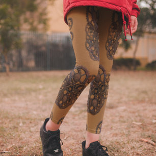 Steampunk Gears Rusty Vintag Industrial Leggings