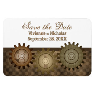 Steampunk Gears Save the Date Flexi Magnet, Braun Magnet