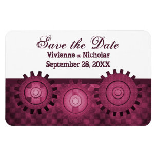Steampunk Gears Save the Date Flexi Magnet, rosa Magnet