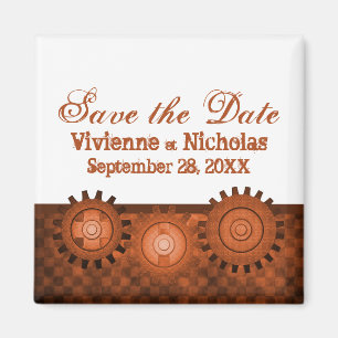 Steampunk Gears Speichern das Date Magnet, Orange Magnet