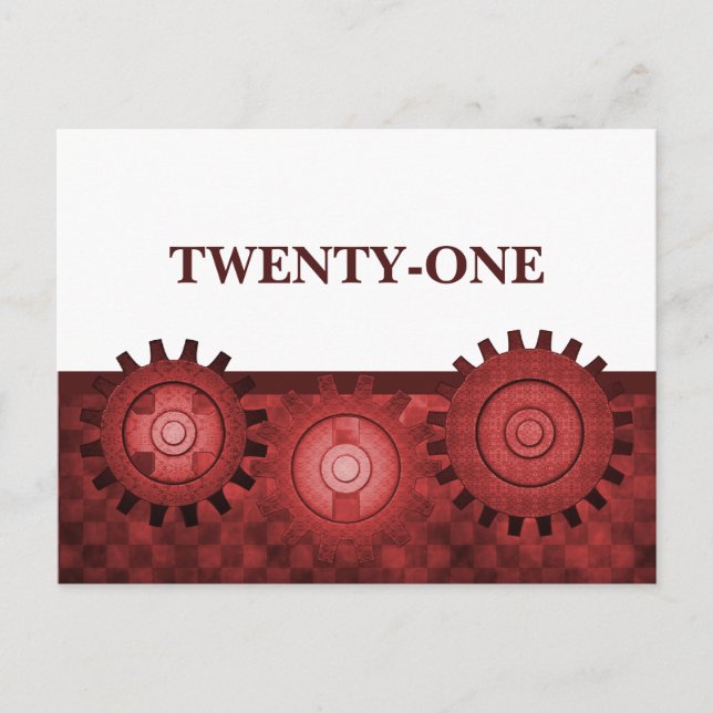 Steampunk Gears Table Postcard, rot Postkarte (Vorderseite)