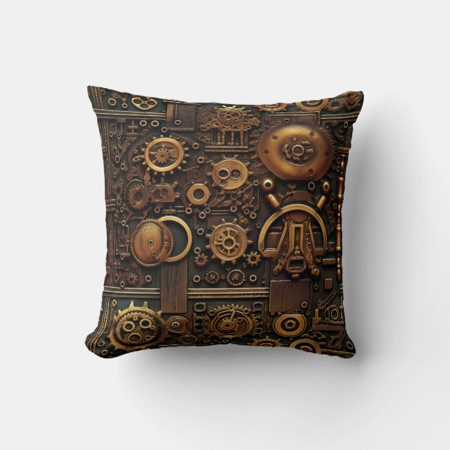 Steampunk Gears Throw Kissen (Vorderseite)