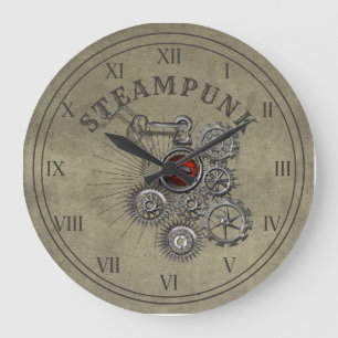 Steampunk Gears Uhrwerk Graphic  Große Wanduhr
