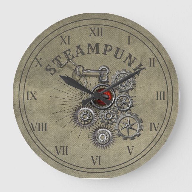 Steampunk Gears Uhrwerk Graphic  Große Wanduhr (Vorderseite)