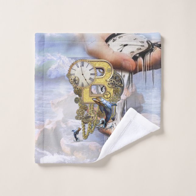 Steampunk-Geburtstagsbrief B Badhandtuch Set (Waschlappen)