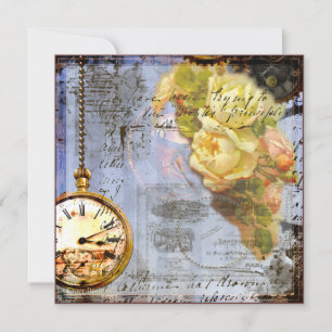 Steampunk & Gelbe Rosen Einladung