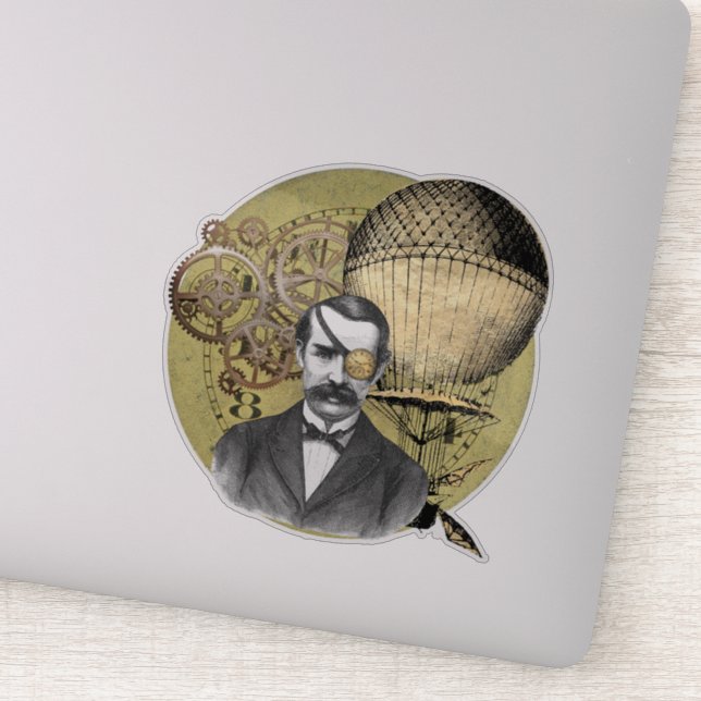 Steampunk Gentleman Collage Aufkleber (Detail)
