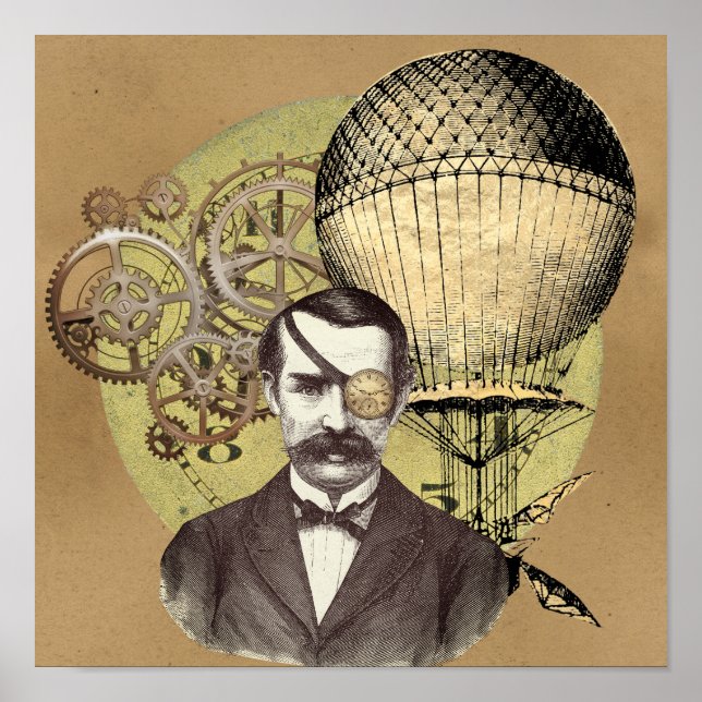 Steampunk Gentleman Collage Poster (Vorne)