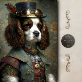 Steampunk Gentleman Dog Whimsical Vintage Seidenpapier