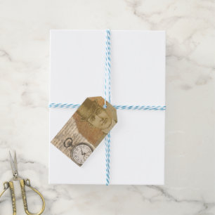 Steampunk Gentleman Pocket Watch Bowler Gift Tags Geschenkanhänger