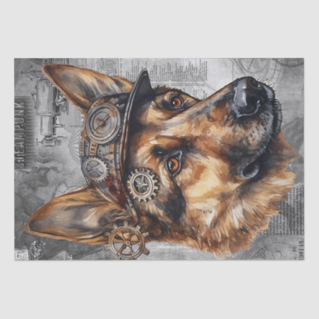 Steampunk German Shepherd Dog Seidenpapier (Vorderseite)