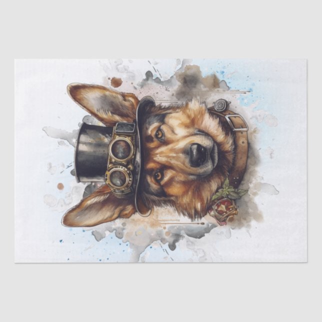Steampunk German Shepherd Dog Seidenpapier (Vorderseite)
