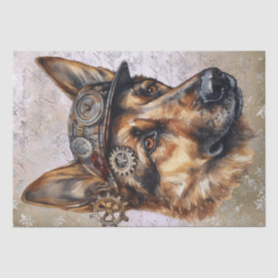 Steampunk German Shepherd Dog Seidenpapier