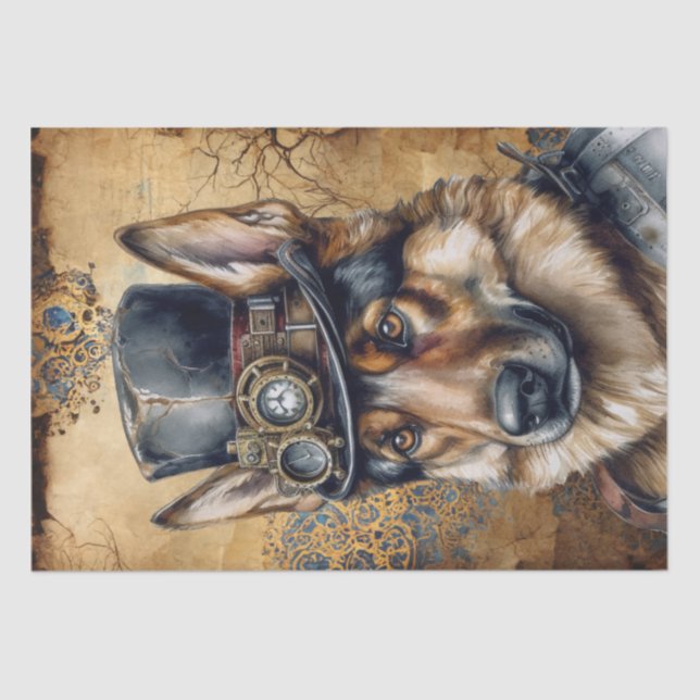 Steampunk German Shepherd Dog Seidenpapier (Vorderseite)