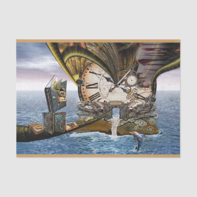 Steampunk-Geschichtenbuch Seidenpapier (Vorderseite)