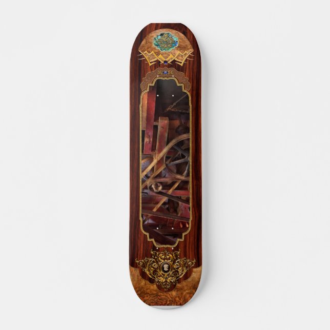 Steampunk - Getriebe - Gürtel und Räder Skateboard (Vorne)