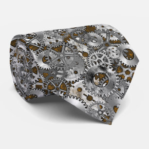 Steampunk-Getriebe Silber Grunge Braun Ausgebliche Krawatte