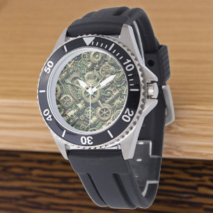 Steampunk Gewerke für grüne Mechanik Armbanduhr