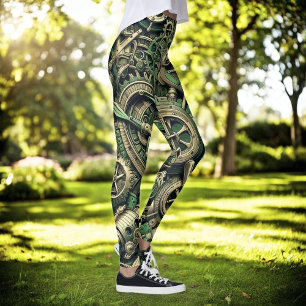 Steampunk Gewerke für grüne Mechanik Leggings