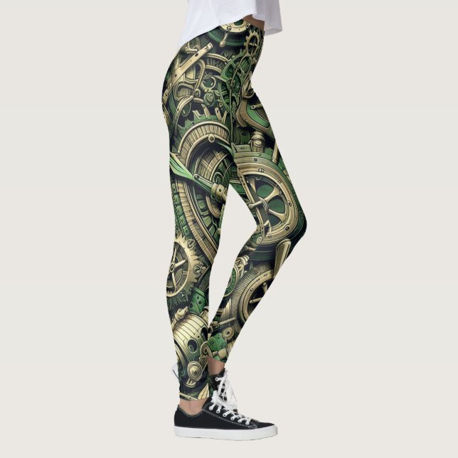 Steampunk Gewerke für grüne Mechanik Leggings (Rechts)
