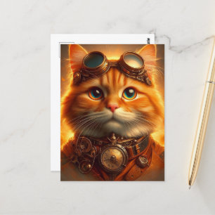 Steampunk Ginger Cat Postkarte