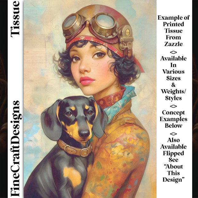 Steampunk Girl & Dackel Dog DH6L Decoupage Seidenpapier (Von Creator hochgeladen)