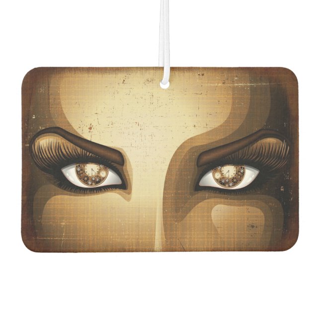 Steampunk Girl Eyes Buttons Autolufterfrischer (Vorderseite)