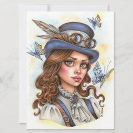 Steampunk Girl Fantasy Magician Kunstkarte