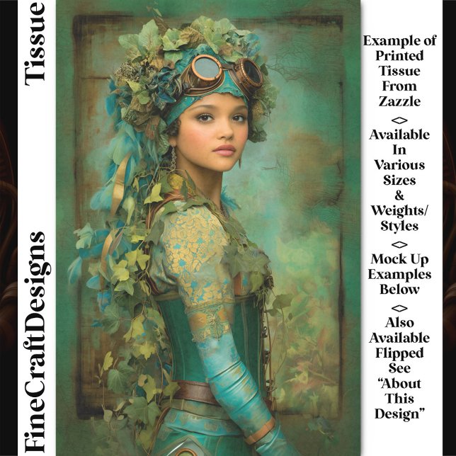 Steampunk Girl in Ivy Headdress DK4R Decoupage Seidenpapier (Von Creator hochgeladen)