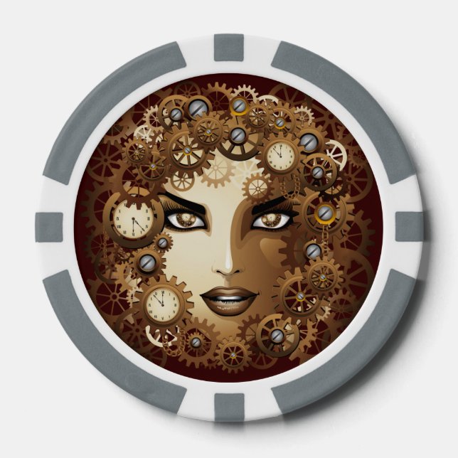 Steampunk Girl Portrait Poker_chips Pokerchips (Vorderseite)