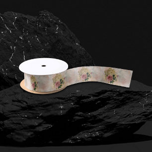 Steampunk Glam Rosa und goldene Rose Rustikale F Satinband
