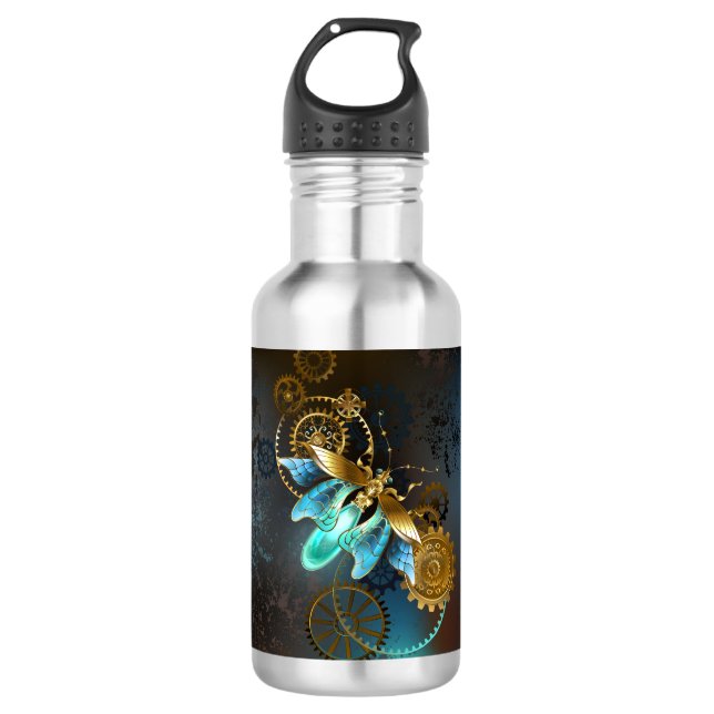 Steampunk-Glühwürmchen Edelstahlflasche (Vorderseite)