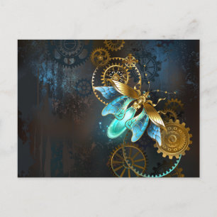 Steampunk Glühwürmchen Feiertagspostkarte