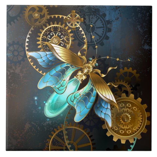 Steampunk Glühwürmchen Fliese (Vorderseite)