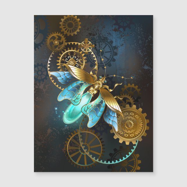 Steampunk-Glühwürmchen Magnetkarte (Vorderseite)