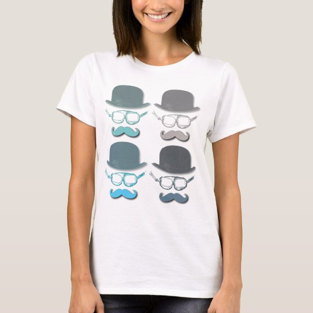 Steampunk-Goggles, Hats und Mustaches T-Shirt (Vorderseite)