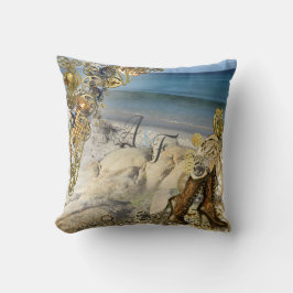 Steampunk Golden Blush & Powder-blue Hochzeitsgesc Kissen