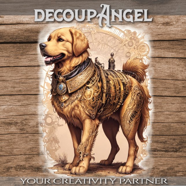 Steampunk Golden Retriever - Decoupage - Seidenpapier (Von Creator hochgeladen)