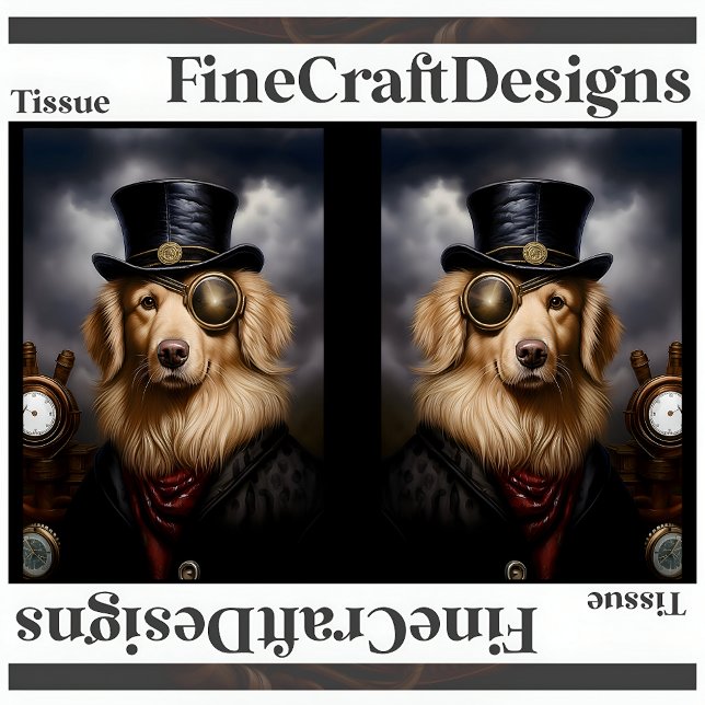 Steampunk Golden Retriever Hat Decoupage RL 138 Seidenpapier (Von Creator hochgeladen)