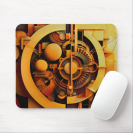 Steampunk Goldener Mechanismus Abstract Mousepad