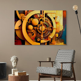 Steampunk Goldener Mechanismus Abstract Poster