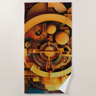 Steampunk Goldener Mechanismus Abstract Strandtuch