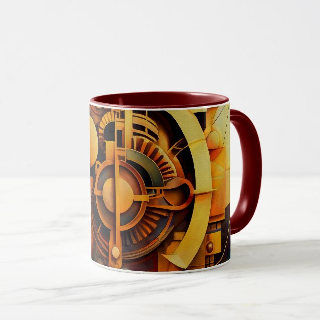 Steampunk Goldener Mechanismus Abstract Tasse (VorderseiteRechts)