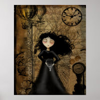 Steampunk Goth Girl Art Poster