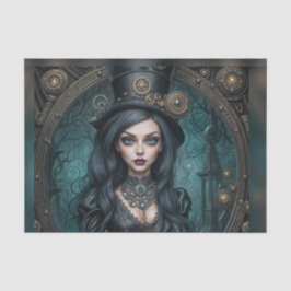 Steampunk Goth Goddess Woman Decoupage Paper Seidenpapier