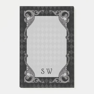 Steampunk Goth mit Monogramm Post-it Klebezettel